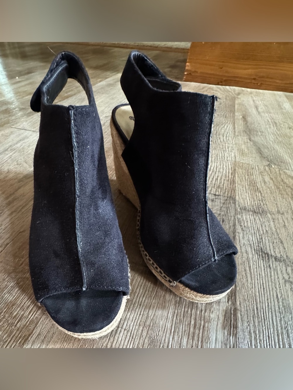 Black Suede Wedge Sandals - Women